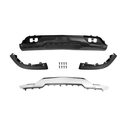 Front Bumper Valance &Chrome Skid Plate For Chevy Silverado 1500 2016-2019 Black