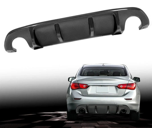 For Infiniti Q50 2014-2017 Carbon Fiber Style Rear Diffuser Bumper Lip Spoiler