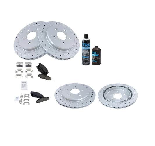 Performance Brake Rotor & Ceramic Pad Front & Rear Kit w/Chemicals