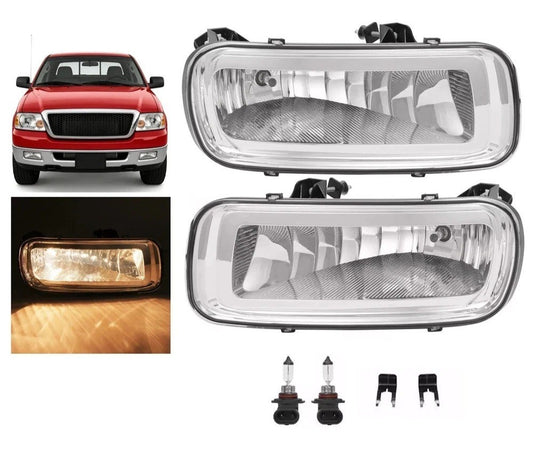 HECASA Pair Fog Lights W/Bulbs Clear Lens For Ford F-150 2004-2006 05 5L3Z15201A