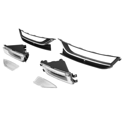 NEW Chrome Pair Fog Light Assembly Clear Lens For Volkswagen Passat 2012-2015