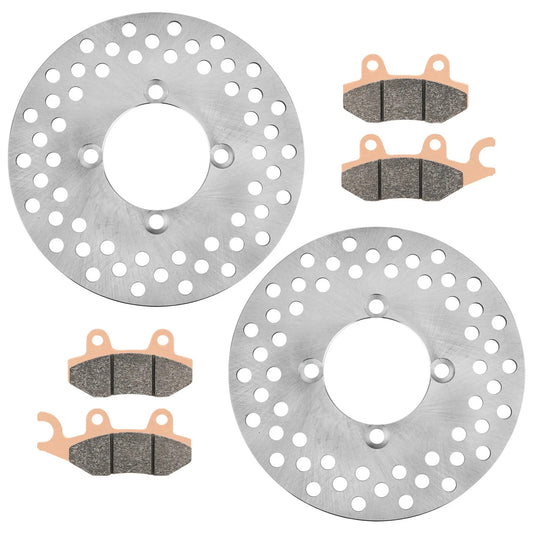 Front Left Right Brake Disc Rotor Pads for Yamaha Rhino 660 YXR660 4X4 2004-07