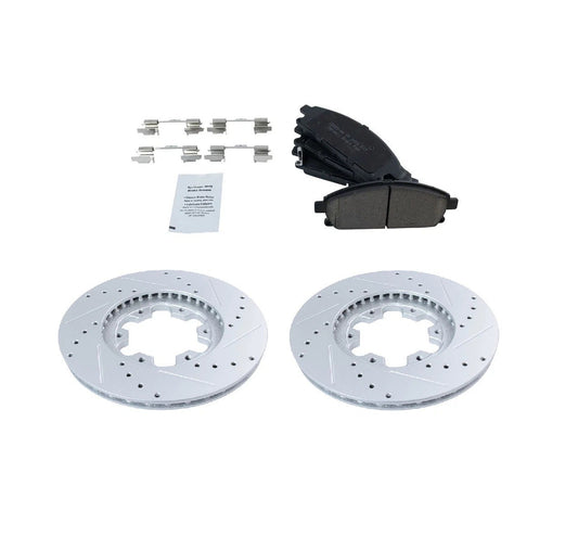 Performance Drilled & Slotted Brake Rotor & Ceramic Pad Front Set New