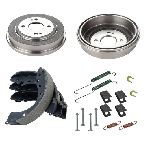 Rear Brake Shoes 2 Drums & Hardware Spring Kit Set for Honda Civic Fit