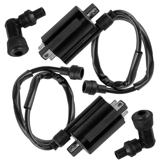 2x Ignition Coil w/ Spark Plug Boot Cap for Kawasaki KAF620 Mule 4000 2009-2021