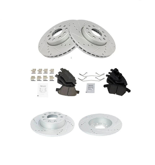 Front & Rear Ceramic Brake Pad & Performance Rotor Kit for VW Jetta Golf
