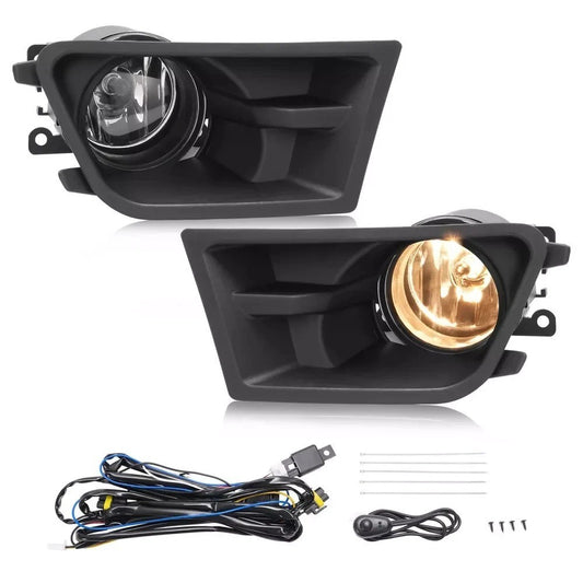 HECASA Bumper Fog Lights Driving Lamp & Bezel W/Bulbs For Ford Mustang 2010-2012