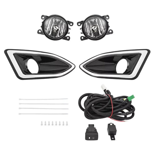 HECASA LH&RH Side Fog Lights Bumper Lamps Harness Switch Kit For Ford Edge 15-18
