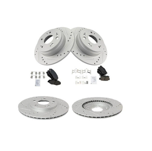 Performance Brake Rotor Drilled Slotted Posi Ceramic Pad Front Rear Kit