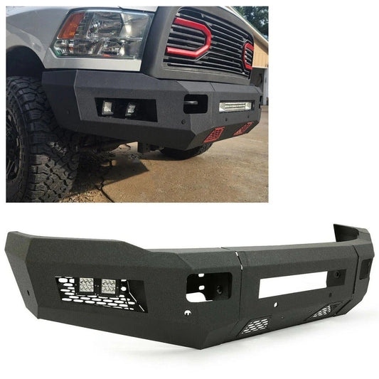 For Dodge Ram 2500 3500 2010-2018 Front Bumper w/Steel Skid Plate & LED Lights