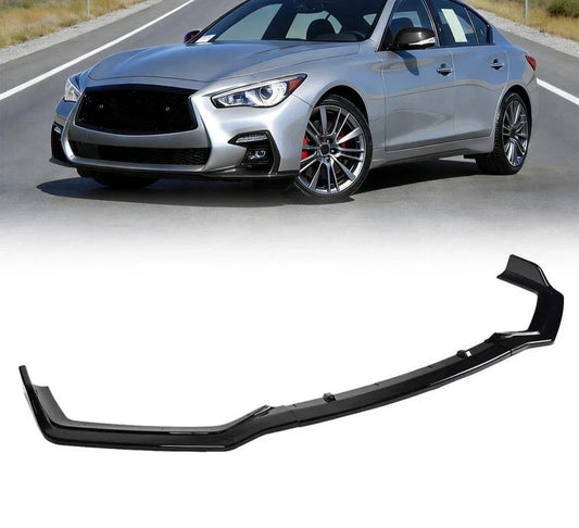 For Infiniti Q50 Sport 18-23 24 Glossy Black Front Bumper Lip Spoiler Splitter