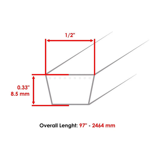 Caltric 42" Deck Belt For John Deere LX277 LX279 LX255 LX266 M144570 M140502
