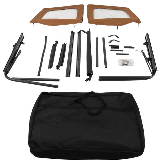 Soft Top Kit Tan Squared Front Upper Half Doors For 1987-1995 JEEP WRANGLER YJ
