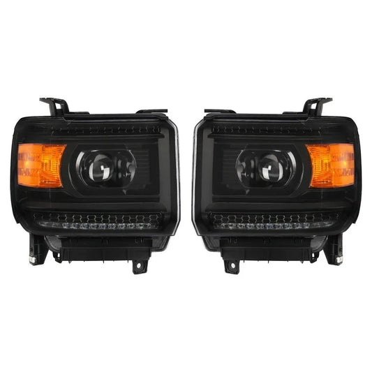 HECASA LED LH&RH Headlight Projector For 14-18 GMC Sierra 1500 15-19 2500 3500HD