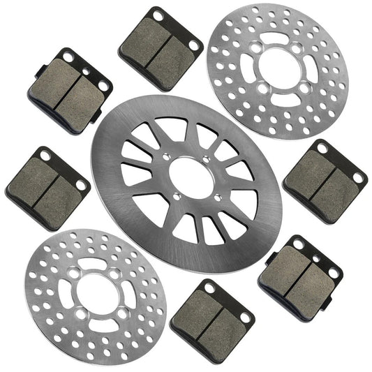 Front and Rear Brake Disc Rotor w/ Pads for Yamaha Warrior 350 YFM350X 1990-2004