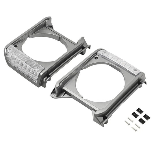 Clear Gray Headlight Door Bezel Left Right For Toyota Pickup RWD 1979-81 W/Bulbs