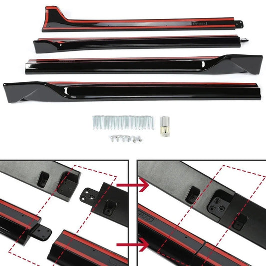 Side Skirts Extension Rocker Panel For 2017-2023 Tesla Model 3 Glossy Black