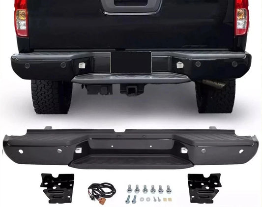 Black Rear Steel Bumper Assembly W/Park Holes For 2013-2021 Nissan Frontier