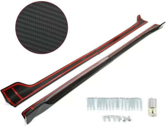 Fits 17-23 Tesla Model 3 Side Skirt Extension Rocker Panel - Carbon Fiber Print