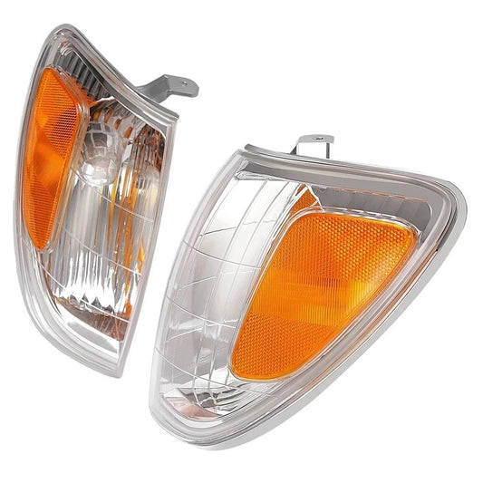Chrome Amber For Land Cruiser 1998-2004 Corner Lights Signal Marker Lamps Pair
