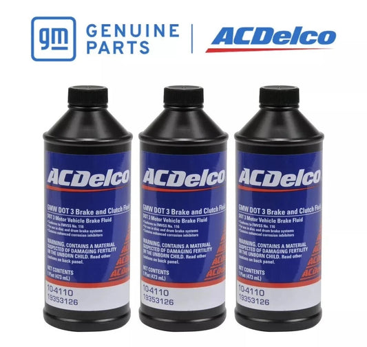 ACDelco Dot 3 Brake & Clutch Fluid 10-4110 Chevy / GMC 3 - 16oz Bottles