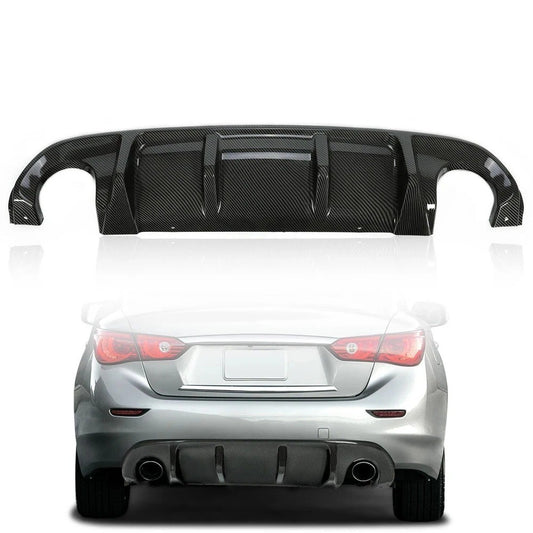 Rear Bumper Lip Diffuser For 2014-2017 Infiniti Q50 Wing Carbon Fiber Style