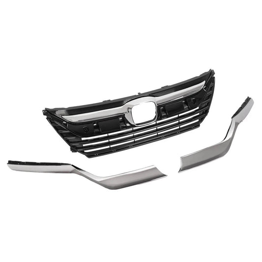 For Honda Odyssey 2018-2021 Front Upper Grille+Chrome Headlight Eyelid Molding