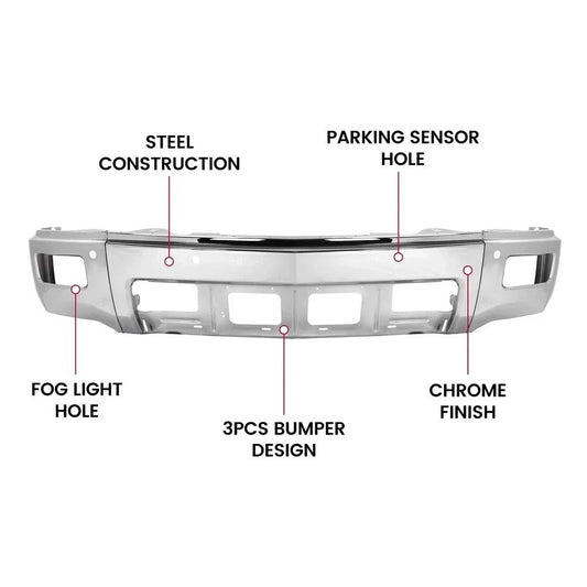 For Chevy Silverado 1500 2014-15 Front Bumper Face Bar W/ Sensor Hole & Fog Hole