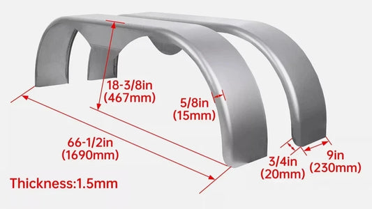 (2) 13" 14" 15" Tandem Double Axle Steel Trailer Fender Cargo w/ Tear Drop Steel