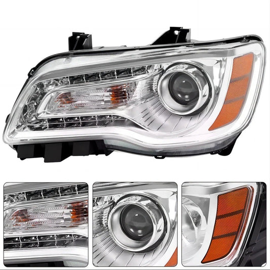 Chrome Clear Headlight Left For Chrysler 300 2011-2014 2015-2023 Headlamp LED