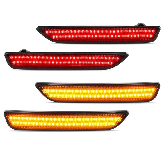 Side Marker Lights Smoked Lens For Ford Mustang 2010-2014 Front & Rear LED 4PCS