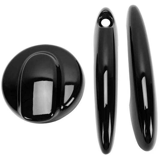 HECASA GLOSS BLACK Petrol Gas Cap & Door Handle Covers for MINI R55 R56 Cooper S
