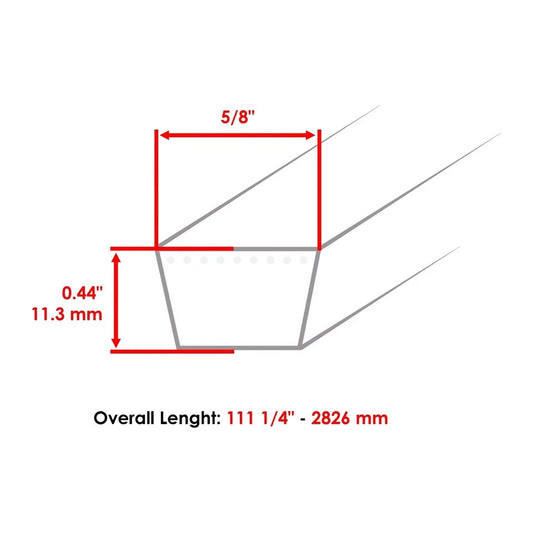 5/8" X 111" Deck Belt for John Deere X300 X304 X310 X320 X324 X340 X360