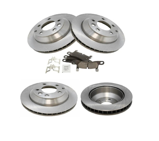 Rear Brake Pad & Rotor Kit Ceramic For 11-18 Cayenne 11-17 Touareg