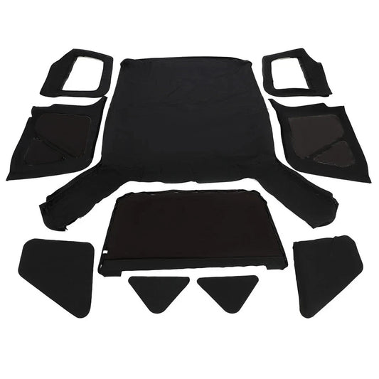 For 1997-2006 Jeep Wrangler TJ Premium Front & Rear Soft Top + Upper Skins 6pcs