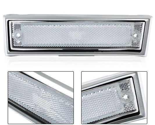 Pair Front Signal Side Marker Lights Clear Fit For 81-91 GMC Chevy Pickup Truck