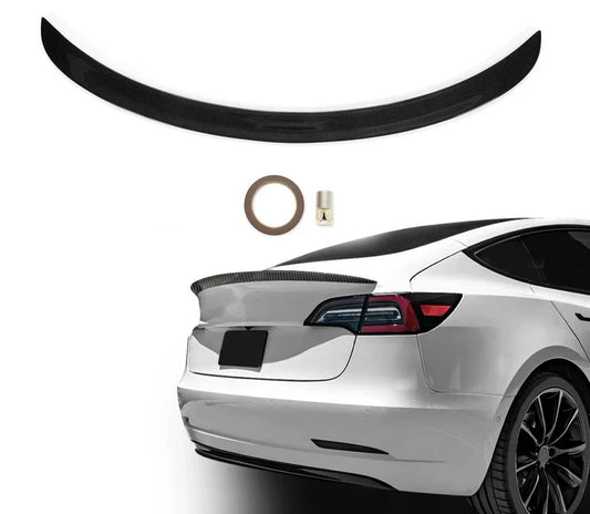 For Tesla Model 3 2017-2023 Rear Spoiler Trunk Lip Carbon Fiber Look Duck Tail