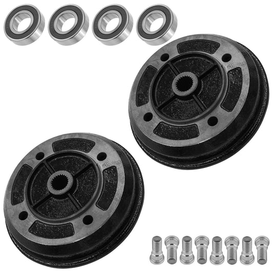 2 Rear Brake Drum W/Bearing Bolt For Kawasaki Mule 2510 KAF950 A Diesel 2000-01