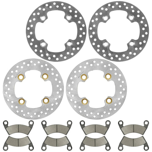 2 Front Rear Brake Disc Rotor W/ Pad for Polaris RZR 4 XP 900/ XP 4 900 2012-13