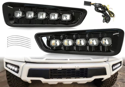 Front Bumper LED Fog Lights W/Turn Signal Lamps For Ford F-150 Raptor 2017-2020