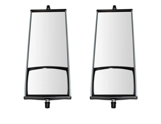 16" x 6.5" Aluminum West Coast Mirror Pair w/ Convex Glass for HD Semi Truck