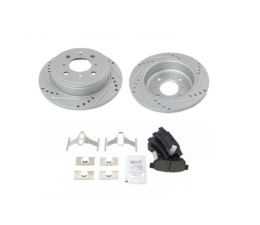 Rotor Brake Pad Ceramic Performance Drilled Slotted Rear Kit for Honda