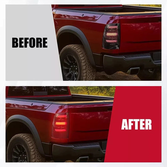 For 2009-2018 Dodge Ram 1500 2500 3500 LED Bar Brake Lamps Black Tail Lights DOT