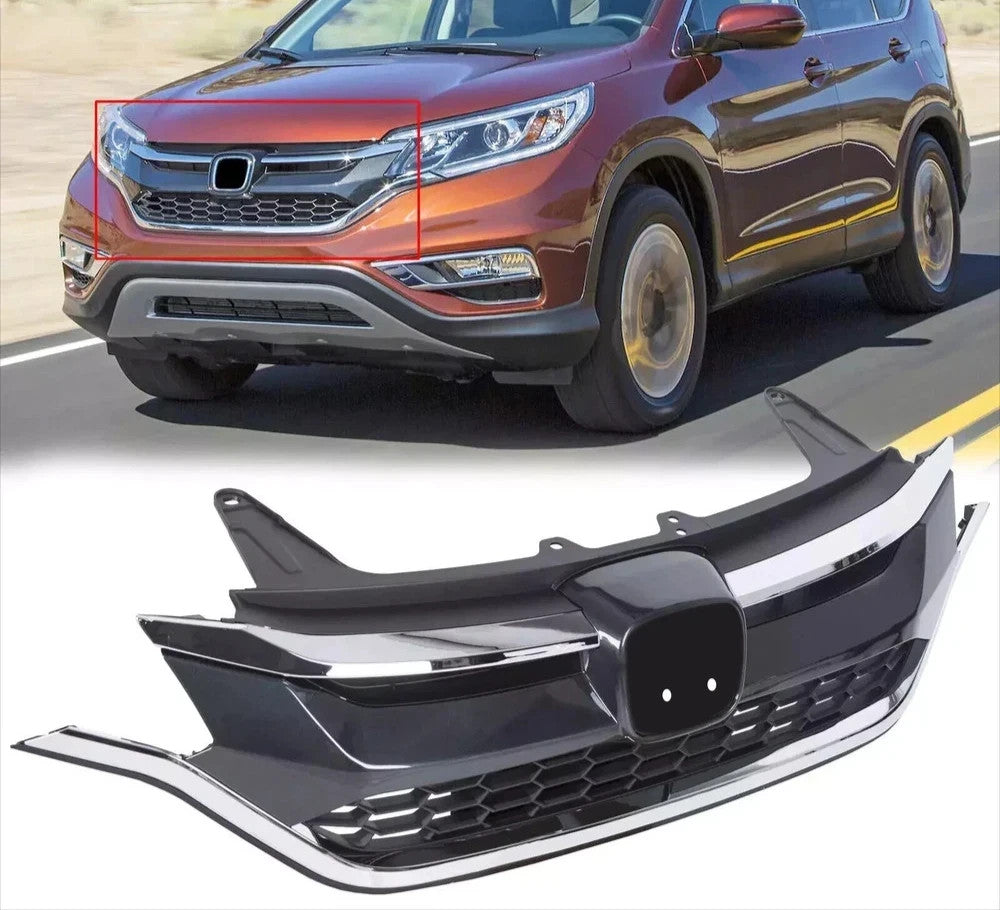 For Honda CRV CR-V 2015 2016 Chrome Honeycomb Front Bumper Grille Grill Assembly