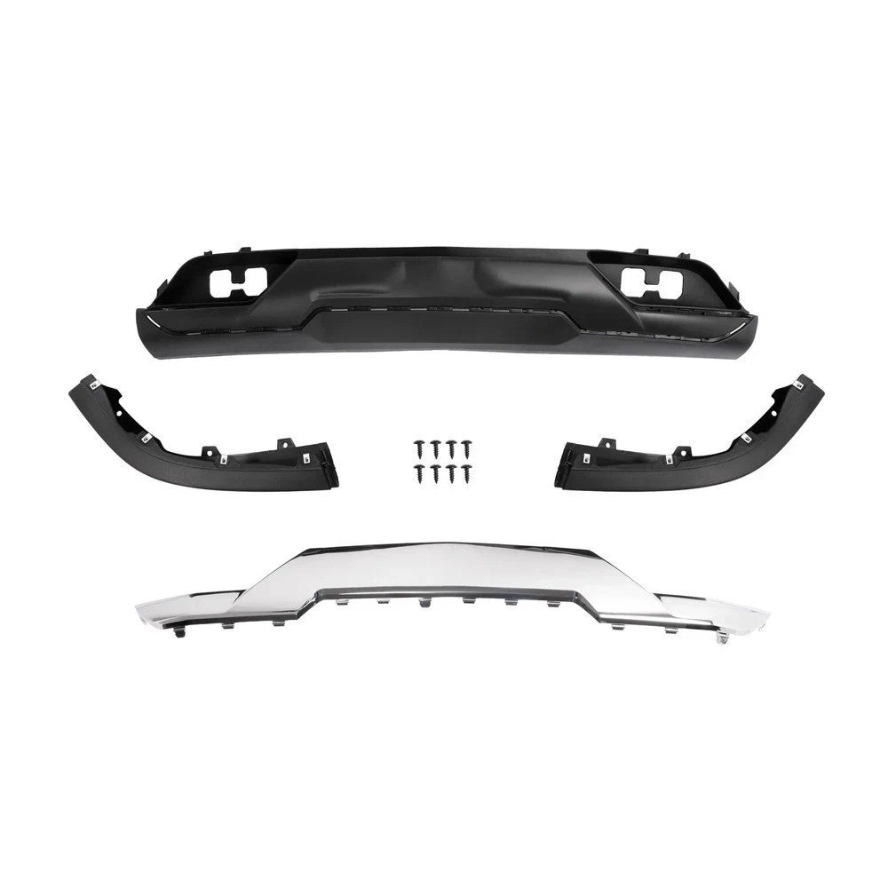 Front Bumper Valance &Chrome Skid Plate For Chevy Silverado 1500 2016-2019 Black