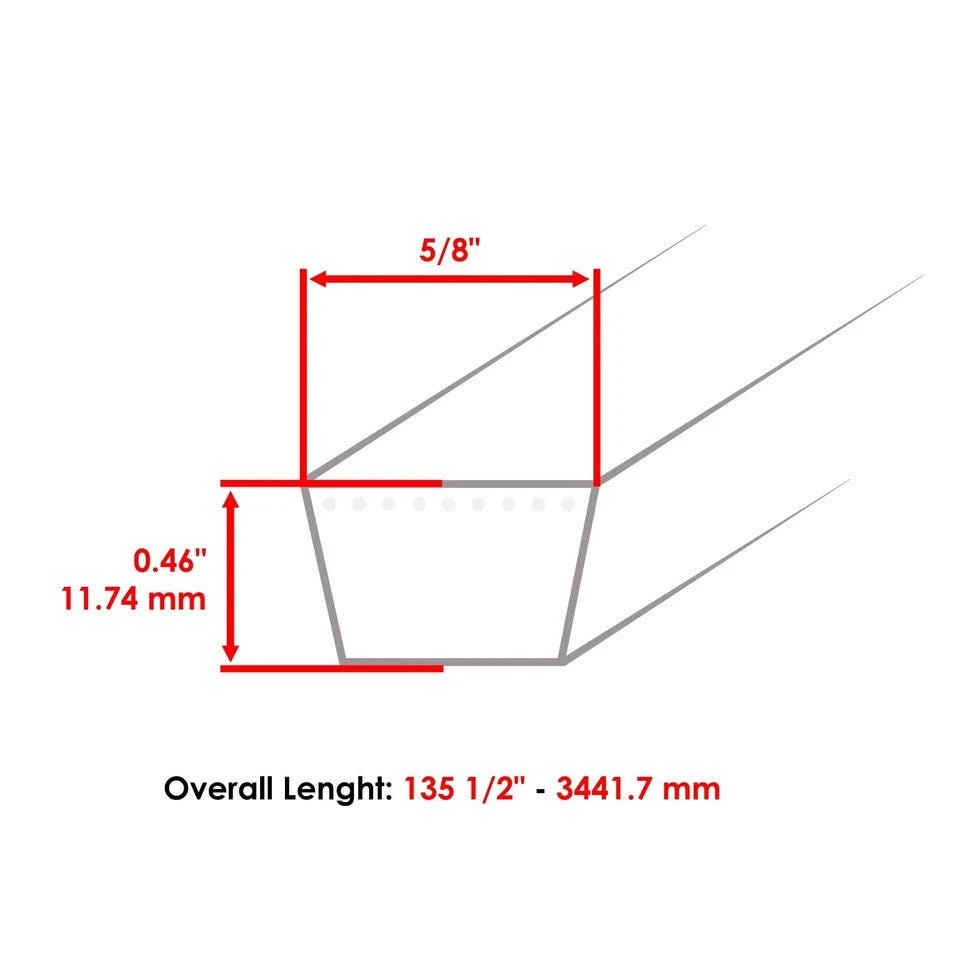 135 1/2" Inch 5/8" Thick Deck Belt For Husqvarna RZ4824 WH4817 539109243
