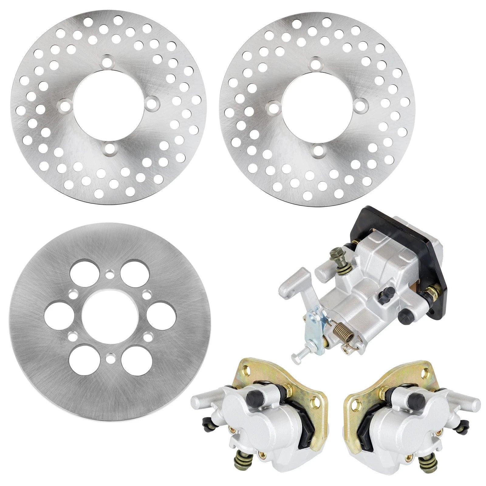 Front Rear Brake Caliper Disc Rotor W/Pad for Yamaha Rhino 660 YXR660 4X4 04-07
