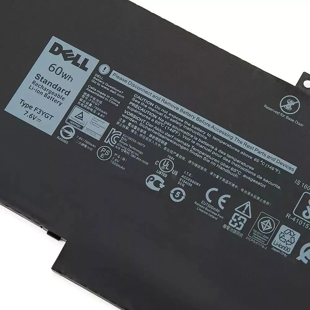 NEW Genuine 60Wh F3YGT Battery For Dell Latitude 7280 7380 7290 7490 7390 E7480