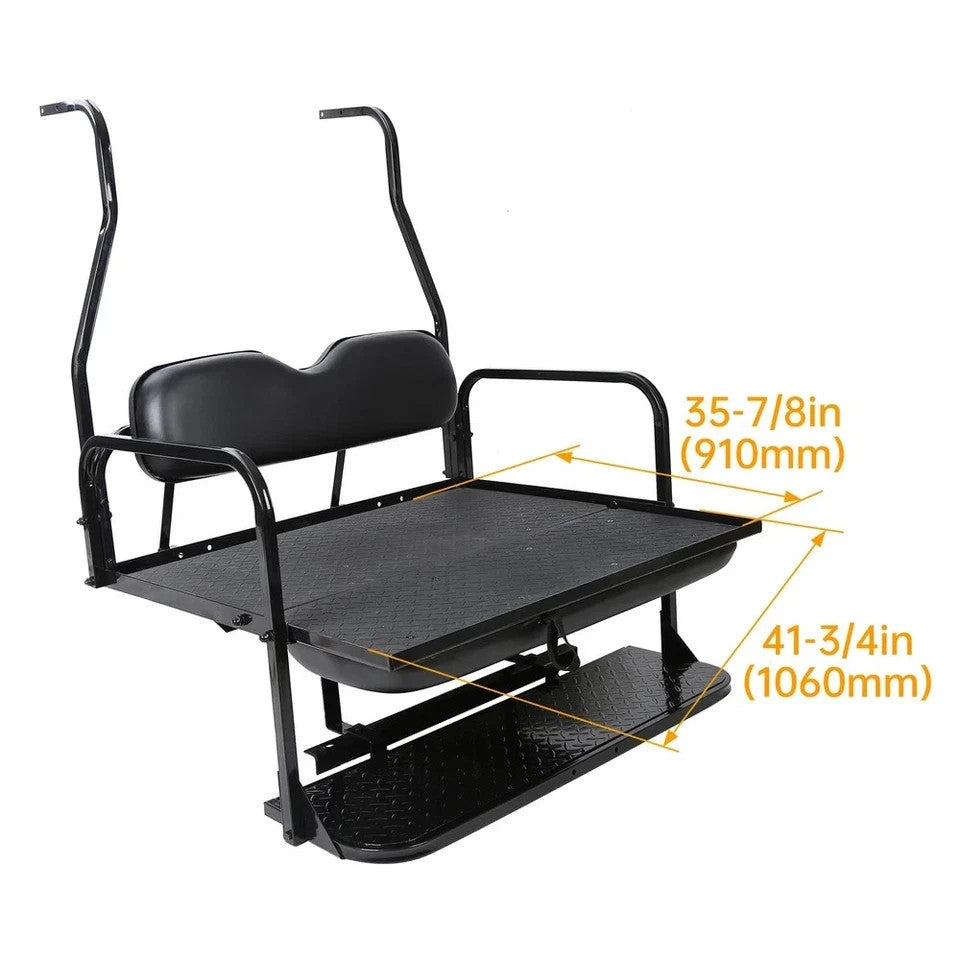 Golf Cart Flip Rear Seat Kit Back W/ Roof Supports For Club Car DS 2000-2013