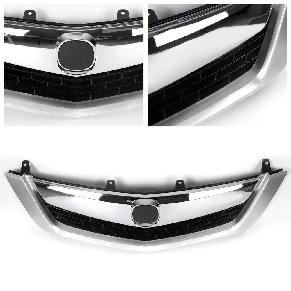 Fit For 2009 2010 Acura TSX Front Upper Grille Grill Mesh Cover Chrome Molding